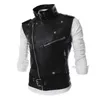 black Lapel Sleevel Vests Jacket Men's Slant Zipper Switch Vest Hem Belt Adjustable Size White/Wine Red Waistcoat M-XXXL d3sw#