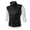 Preto Lapela Sleevel Coletes Jaqueta Masculina Slant Zipper Switch Vest Hem Belt Ajustável Tamanho Branco / Vinho Vermelho Colete M-XXXL d3sw #