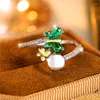 Wedding Rings Boho Female Small Green Butterfly Stone Engagement Ring Trendy Silver Color Bride Jewelry Gift For Women