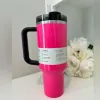 Neonrosa elektrisk rosa rosa 40oz tumbler gul orange neongrön släckare H2.0 rostfritt stål tumlar koppar med silikonhandtag lock och halm kosmo rosa bilmuggar 356