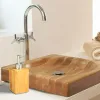 Tende Dispenser di sapone per le mani in bambù Tazza quadrata in legno Gel doccia Shampoo Bottiglia di stoccaggio Bagno Accessori per la cucina Bottiglia di lozione