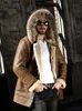 Herren Shearling Schaffell B3 Bomber Aviator Leder Winterjacke Pelzkragen mit Kapuze Lederjacke Mäntel Lg Jacke Nerzmantel W1OY #