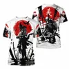 Sommarvintage japanska samurai t shirt Men Cott Casual Short Sleeve Tops O-Neck Overdimensionerade herrkläder Punk Streetwear 6xl 66ea#