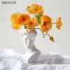 Vasen 1 Stück weiße Harzvase, Nachahmung von Gips, David-Kopf, Blumentopf, Charakter, Xiaowei-Statue, Blume, eingesetzt, Heimdekoration, Ornamente