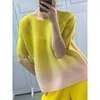 Koszulki damskie moda miyake plisowana lato luźna cienka koszulka modna gradient Slim Silhouette Top moderia