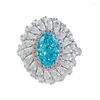 Anéis de cluster S925 Sier Ring 6/9 Blue Zircon incrustado Womens Design Sentido Europeu e Americano Moda Drop Delivery Jóias Otdcb