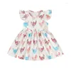 Girl Dresses Little S Summer Dress Cute Rooster Print Round Neck Sleeve A-Line Princess Clothes For Baby Toddler