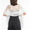 Scarves Fashion Lace Tassels Wraps Scarf Solid Color Women's Evening Dress Shawl Sheer Bridal Bridesmaid Mesh Wedding Capes