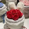 Fleurs décoratives Simulation savon Rose fleur Bouquet belle oreille moelleuse décorée romantique saint valentin mariage plissé guirlande