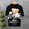 Summer pure cotton short sleeved T-shirt mens trendy brand 2023 new cartoon teddy bear Korean version trendy ruffian handsome slim fit clothes