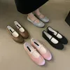 Casual Shoes Bailamos Brand Women Flats Mary Jane Round Toe Women's Bow Senior Silk Satin Ballet Soft Mujer