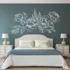 Stickers Large Beauty Peony Rose Flower Wedding Wall Decal Bedroom Couple Flora Peony Wall Sticker Living Room Kitchen