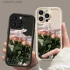 Cell Phone Cases Red Rose Flower Phone Case for IPhone 11 12 13 14 15 Pro Max XR XS X 7 8 15 Plus SE2022 Lens Protection Soft Silicone Back CoverY240325