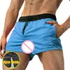 Man Open Crotch Shorts Fitn Outdoor Sex Panties Erotic Double Zippers Runing Quick Dry Gyms BodyBuild Joggers Gay Sweatpant M3A6＃