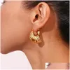 Dangle Chandelier Earrings Hollow Special-Shaped Wing Drop Hypoallergenic 18K Gold Plated Decoration 316L Stainless Steel Womens Deliv Oti9C