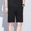 Men's Shorts Summer thin plain weave short sleeved mens business knee length pants straight beach shorts Korean fashion gray pants mens brand clothing J240325