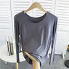 Koszulki damskie T-shirt baza o nokrecie 2024 Spring Autumn Slim Slim Mleved Korean wszechstronne bawełniane bawełniane kolory