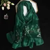 Bandanas Durag Scarves 2024 Luxury Silk Shawl Scarf for Women Design Embroidery Flowers Hijab Wraps Bufandas Female Headkerchief Fouloud Echarpe Y240325