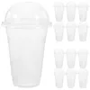 Copas descartáveis palhas 50 conjuntos de bebidas de café com cover com tampas de suco portátil de suco portátil pp smoothie