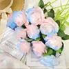 Fiori decorativi Bouquet di rose artificiali Fiore di seta Plastica Falso Singolo Soggiorno Decorazione Tavolo Pezzo di cartamo di nozze