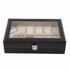 Designer Watch Box 12 Slots Grille PU Cuir Affichage Boîte Bijoux Organisateur De Stockage Cas Boîtes Verrouillées Rétro Saat Kutusu Caixa Para R261K