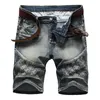 Short pour hommes Brodé Stretch Ripped Jeans 2024 Mode d'été Droite Longueur au genou Denim Mens Daily Streetwear