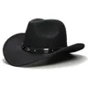 Retro Geometry Leather Band Parent-Child Unisex Kid Wool Wide Brim Cowboy Western Hat Cowgirl Bowler Cap 61CM57CM54CM 240314