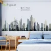 Adesivos de parede de silhuetas de cidades modernas, decorações de parede para casa, sala de estar, quarto, plano de fundo, adesivo autoadesivo