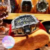 watch Date Luxe Mens Mécanique Montre-Bracelet Homme Tian Xing Extérieur Multifonctionnel Baril De Vin En Forme De Grand Cadran Évidé Plein-