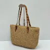 Designer Gras Strandtasche Mode Mesh Hohl gewebt Sommer Gras Tasche Schwarz Aprikose Sommer Rafia Urlaub Einkaufstasche mit großer Kapazität