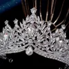 Crystal Flower Crown Bridal Wedding Tiaras and Crowns for Women Silver Color Hair Jewelry Party Bride Headpiece Gift 240311