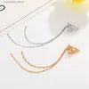 Ear Cuff Ear Cuff Simple geometric ear clip without perforations fashionable temperature creative design female long chain tassel ear bone clip Y240326