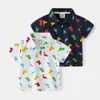 Enfants garçons polos mode dessin animé dinosaure imprimé à manches courtes revers T-shirt coton bébé garçons été hauts vêtements 240326