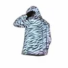 Nya män Leopard Zebra Reflective Night Shining Hooded Windbreaker Jacket Hip Hop Streetwear Harajuku Men Waterproof Hoodie Coats C1xx#