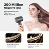 Negative Ion High-speed Hair Dryer, 4 Temperature Heating 2 Adjustable Wind Speed Modes, 110000RPM Brushless Motor, 1500w High Power, Touch LED Effect Display,