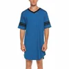 men Cott Nightshirt Robes Short Sleeve Soft Cott V-neck Loose Nightwear Summer Casual Male Sleepwear Lg Tops Y3OV#