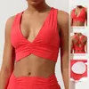 Roupa de yoga profundo decote em v ginásio roupas ampla alça de ombro sutiã cruz esportes à prova de choque sutiãs de fitness interior removível almofada no peito