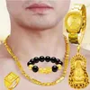 Chaînes cadeau plaqué or véritable 24 carats 999 collier de montre pour hommes agressifs grande chaîne épaisse style pur 18 carats bijoux