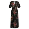 Floral impresso manga curta boho maxi vestido vintage verão plus size vestidos para mulheres 5xl elegante decote em v vestidos de verão 240311