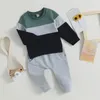 Clothing Sets Toddler Baby Boy Fall Winter Clothes Color Block Long Sleeve Sweatshirt Pullover Top Pants Sweatsuit Set Outfits