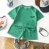 Clothing Sets Baby Outfit Set Boys Fashion Loose Leisure Suit Summer Children Solid Color Short-Sleeved Pants Clothes 2-10 Years Old