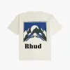 Snow Mountain Sunset Baskı Tee Baskılı Tee Vintage Kısa Kollu T-Shirt Moda Adam Kadın T-Shirt Büyük Boy Tee