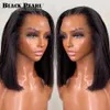 Glueless Short Bob Wigs Human Hair HD Transparent spetsfront peruker för svarta kvinnor som är förhandlade med babyhår brasiliansk jungfru re 240314