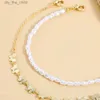 Anklets Bohemian simulated pearl chain ankle bracelet womens double-layer golden butterfly ankle bracelet summer ankle braceletC24326