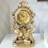 Table Clocks Retro Resin Golden Metal Digital Desk Vintage Aesthetic Office Decoration Products Interior Accessories