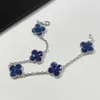 Бренд Charm Hot Share Assessy Van 925 Silver Blue Peter Stone Bracelet Popular Clover