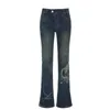 Darlingaga y2k grunge fairycore chic skinny basse monture jeans évasé femmes femmes vintage esthétique cardiaque imprimé pantalon denim botte de botte 240319