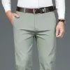 2023 Spring New Men's Bamboo Fiber Casual Pants Classic Style Busin Fi Khaki Stretch Cott Byxor MANA Märke Kläder F6gr#
