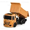 Electric/RC Car Rc Cars Dump Truck Vehicle Toys For Children Boys Xmas Birthday Gifts Yellow Color Transporter Engineering Model Beach Toys T240325