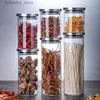 Food Jars Canisters 250-650ML glass jar stainless steel lid glass spice jar storage jar coffee bean food container kitchen accessoriesL24326